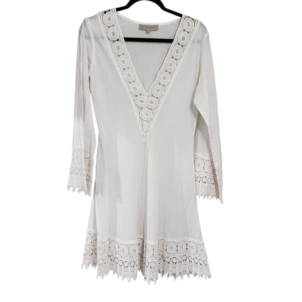 Pranella Dress 2 White 100% Cotton Crocheted Country Western Boho Cowgirl